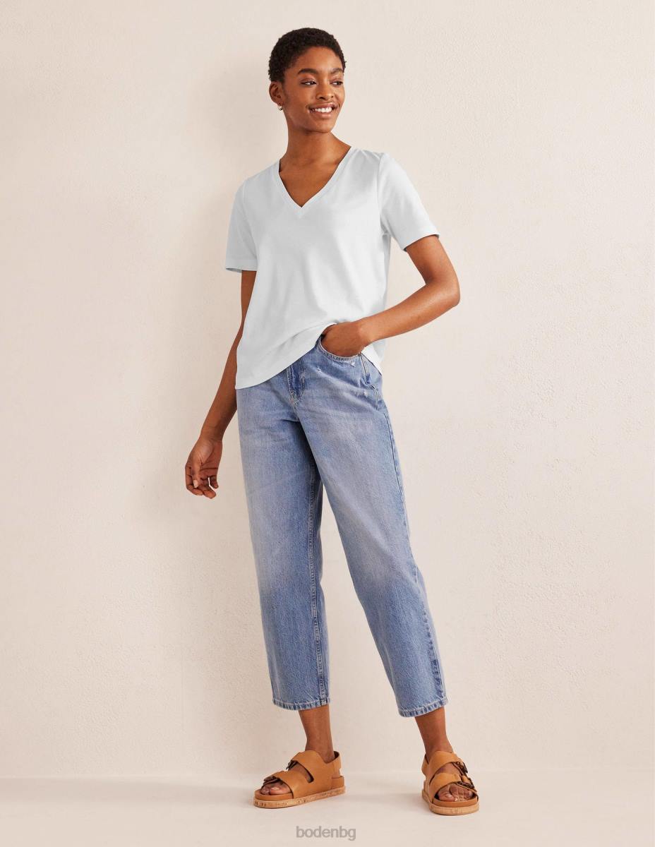 облекло Boden перфектна тениска с v-образно деколте бяло Жени LL681080