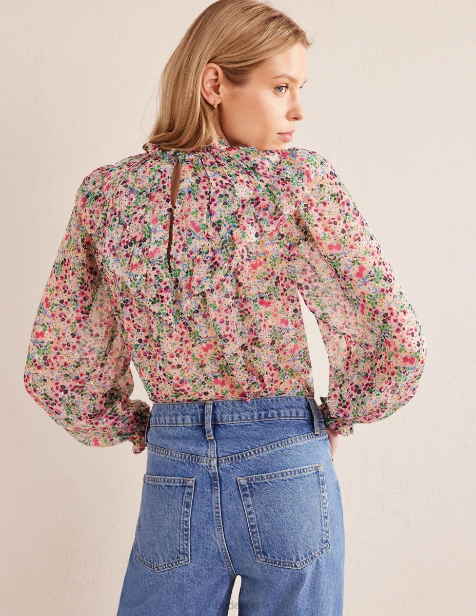 облекло Boden v хомот волан топ слонова кост и листенца от гардения Жени LL681659