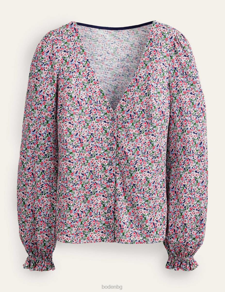 облекло Boden горнище с v-образно деколте с копчета отпред тоалетна с много и венчелистчета Жени LL681705