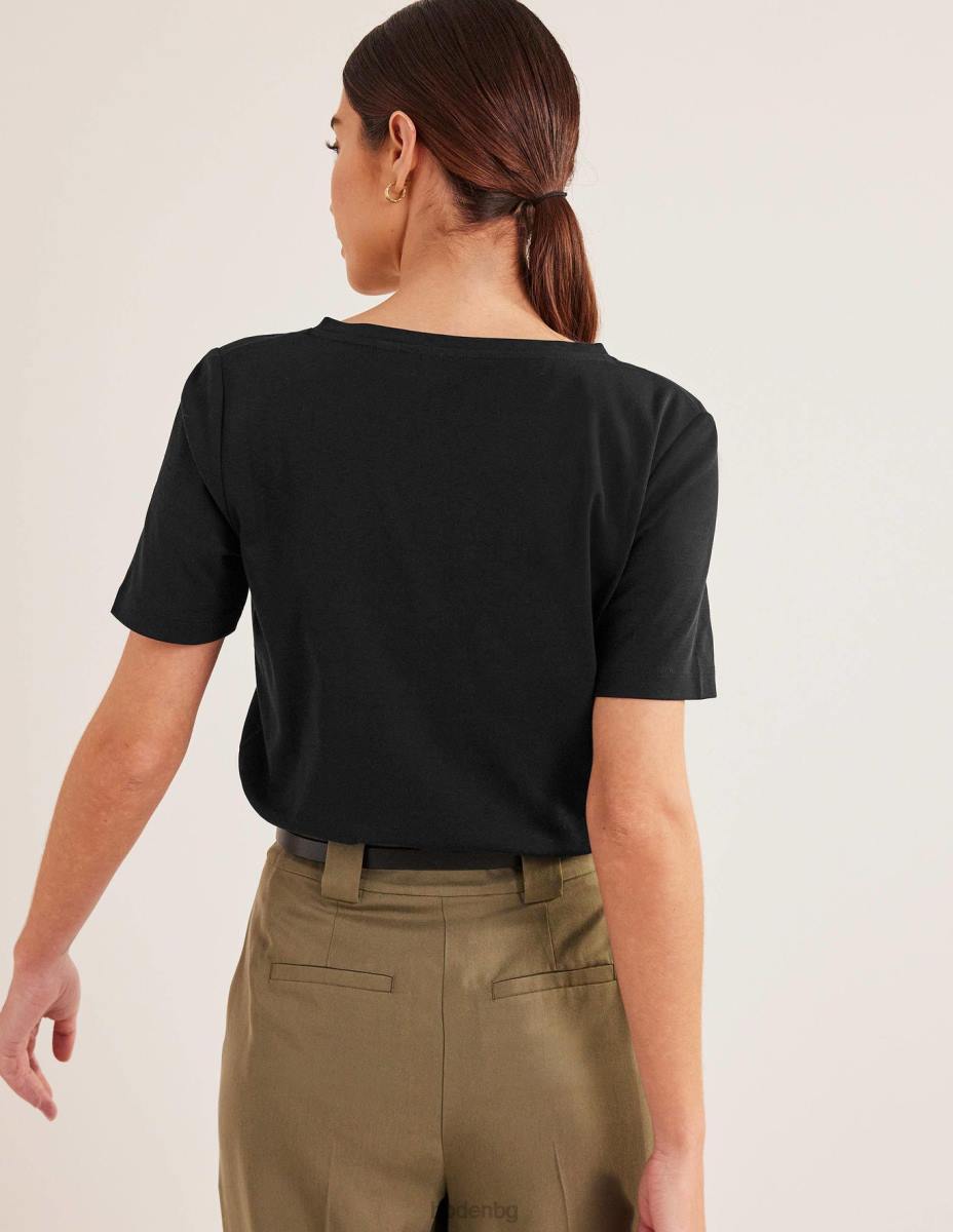 облекло Boden перфектна тениска с v-образно деколте черен Жени LL682177