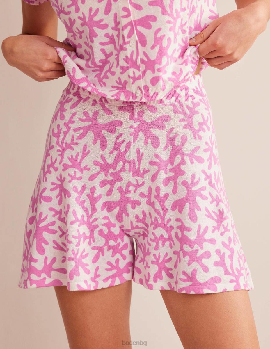 облекло Boden плетени шорти сливов цвят и абстрактна зеленина Жени LL681129