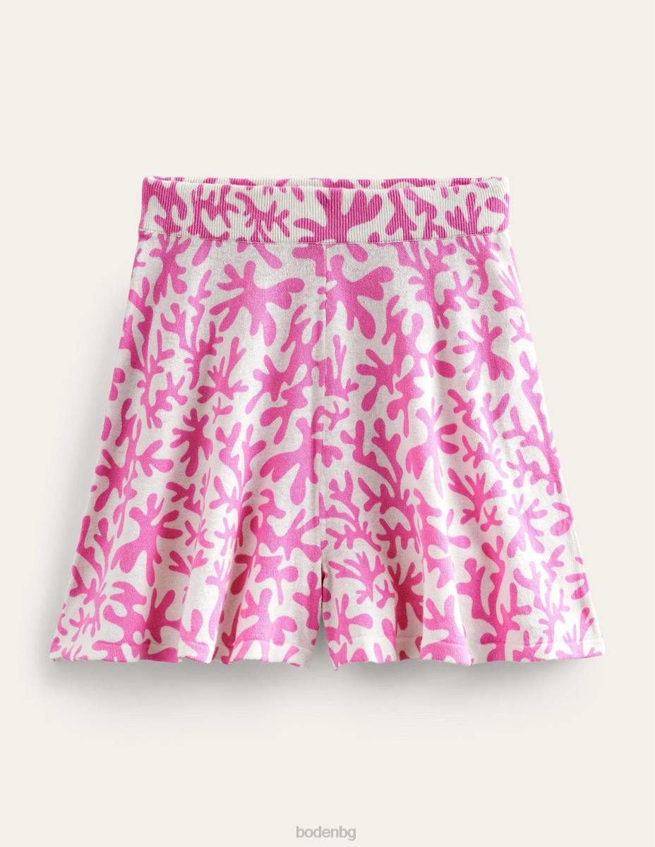 облекло Boden плетени шорти сливов цвят и абстрактна зеленина Жени LL681129