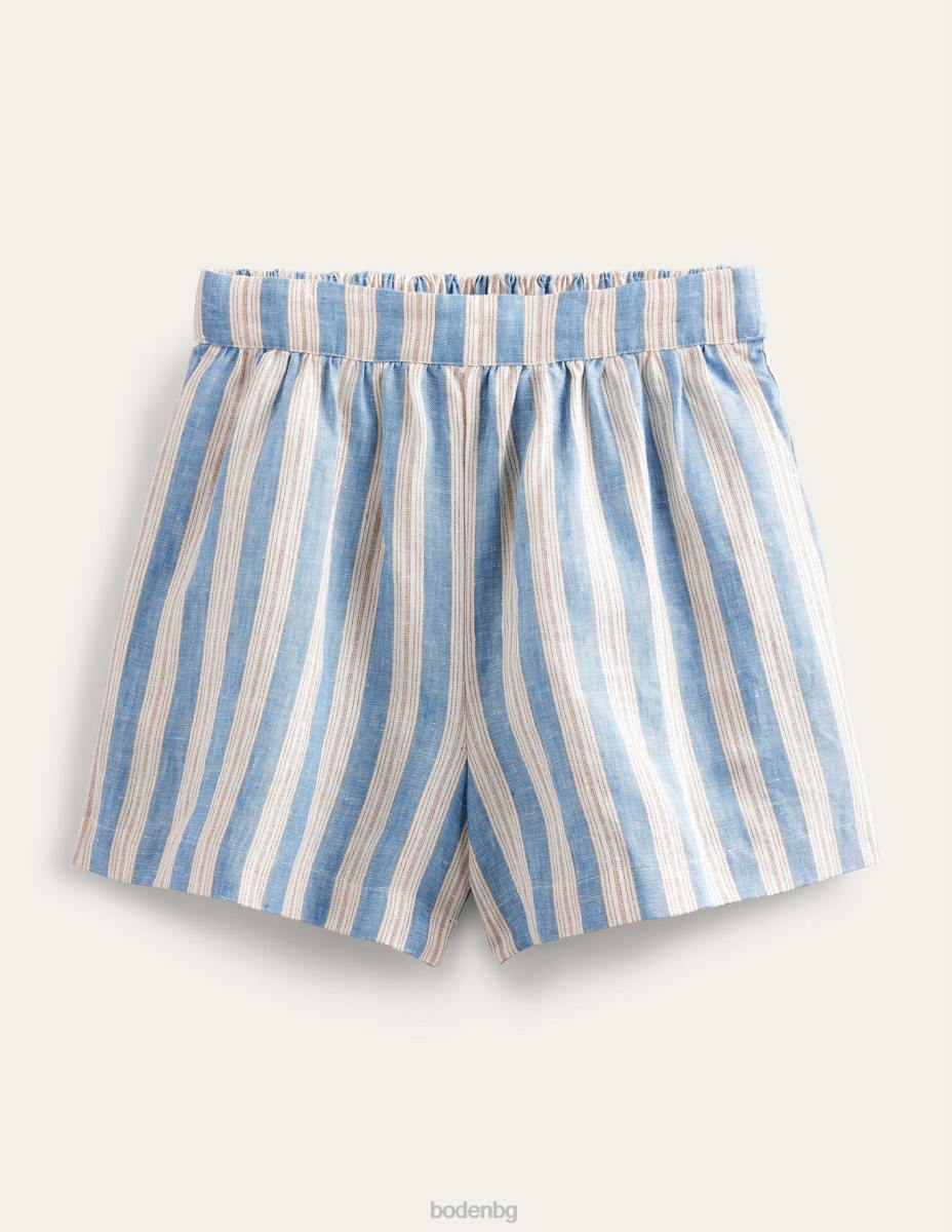 облекло Boden къси панталони от лен порцеланово синьо и искряща ивица Жени LL681286