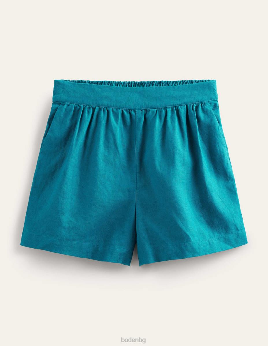 облекло Boden къси панталони от лен кристално синьо Жени LL681385