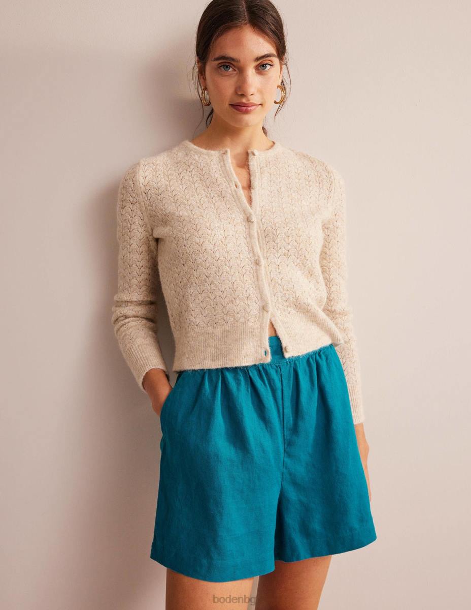 облекло Boden къси панталони от лен кристално синьо Жени LL681385