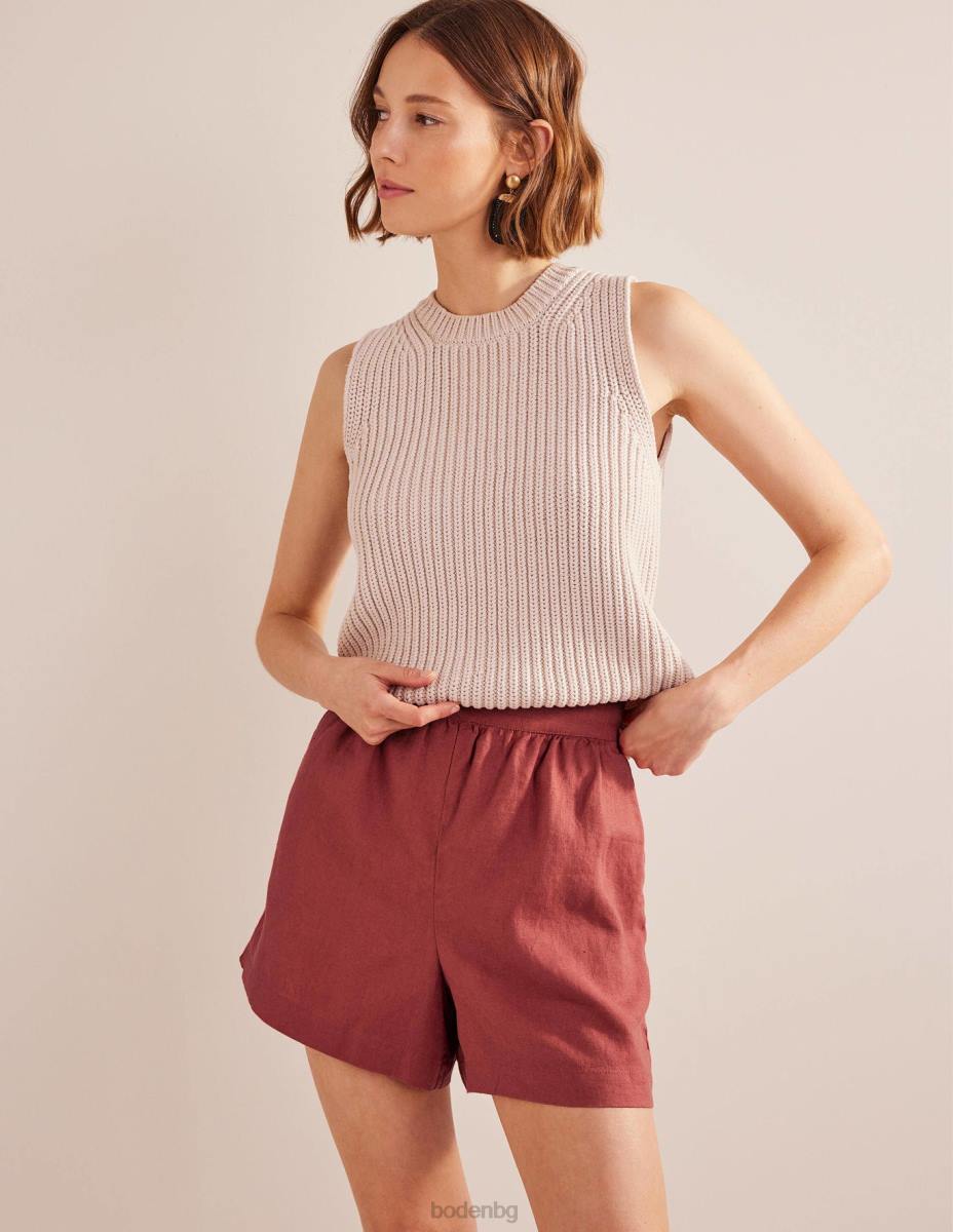 облекло Boden къси панталони от лен лисица Жени LL681455