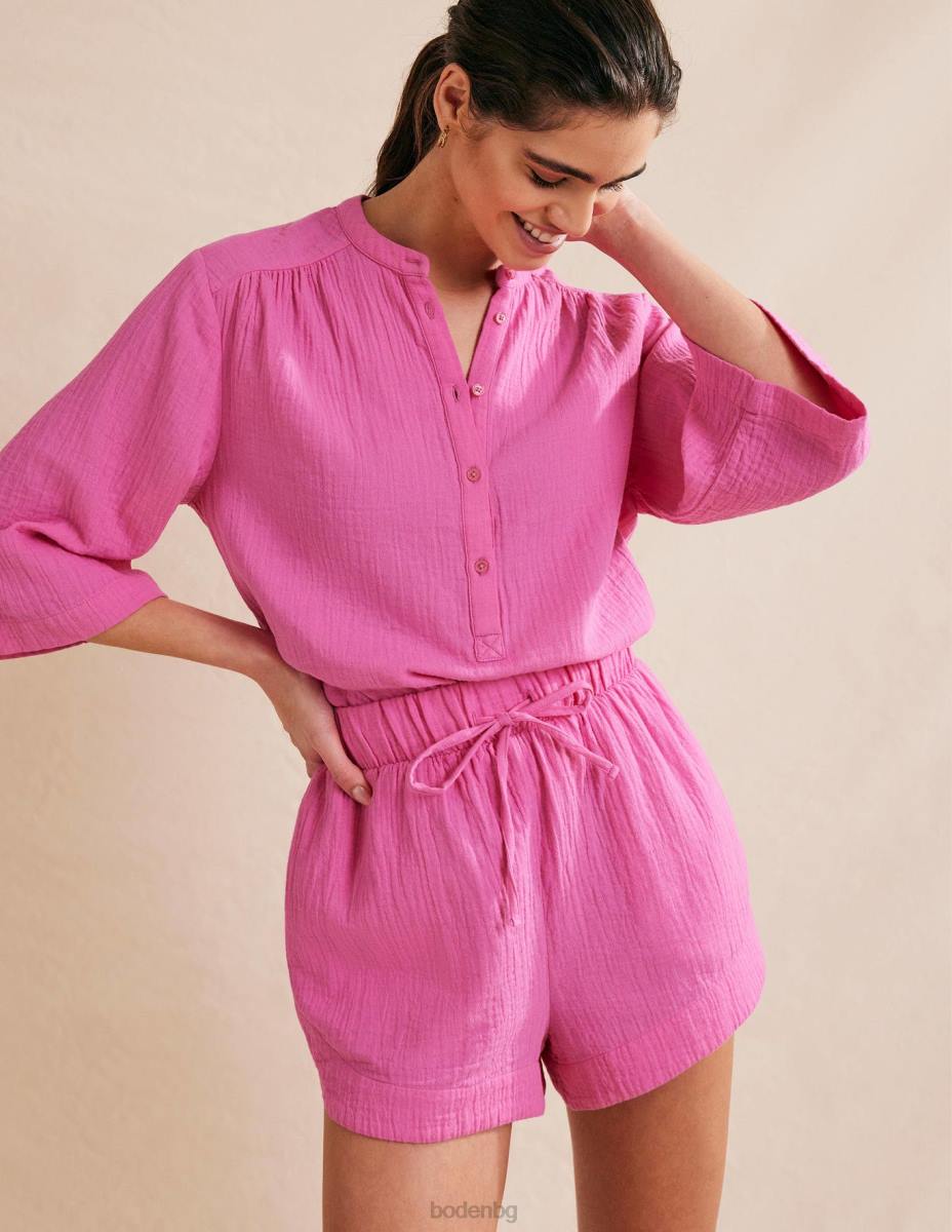 облекло Boden вратовръзка на талията тензух шорти фестивално розово Жени LL681766