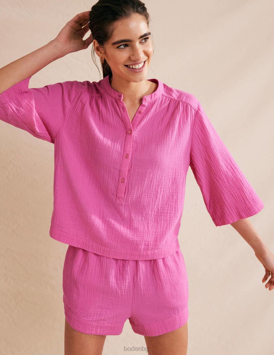 облекло Boden вратовръзка на талията тензух шорти фестивално розово Жени LL681766