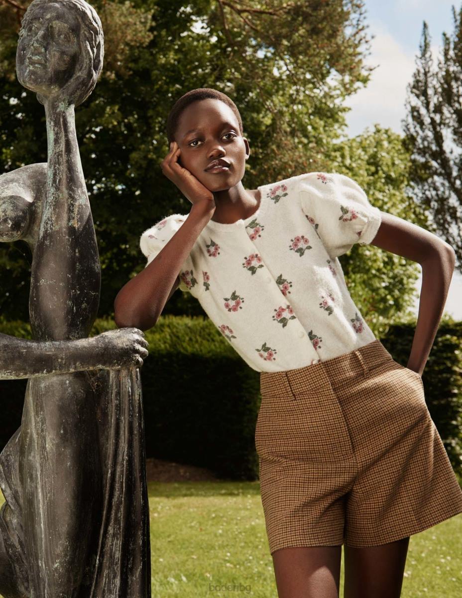 облекло Boden шорти с висока талия мини кафяв кучешки зъб Жени LL682033