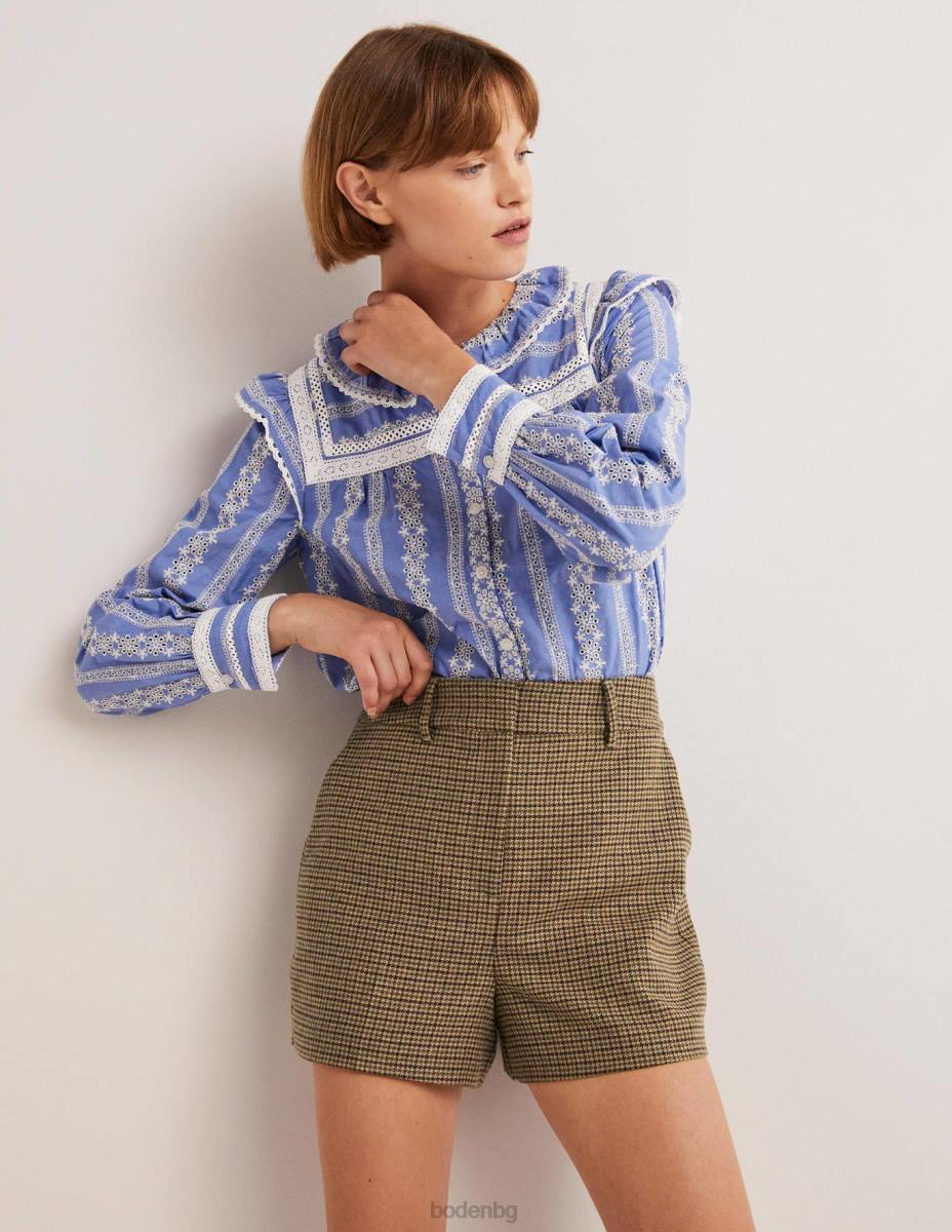 облекло Boden шорти с висока талия мини кафяв кучешки зъб Жени LL682033