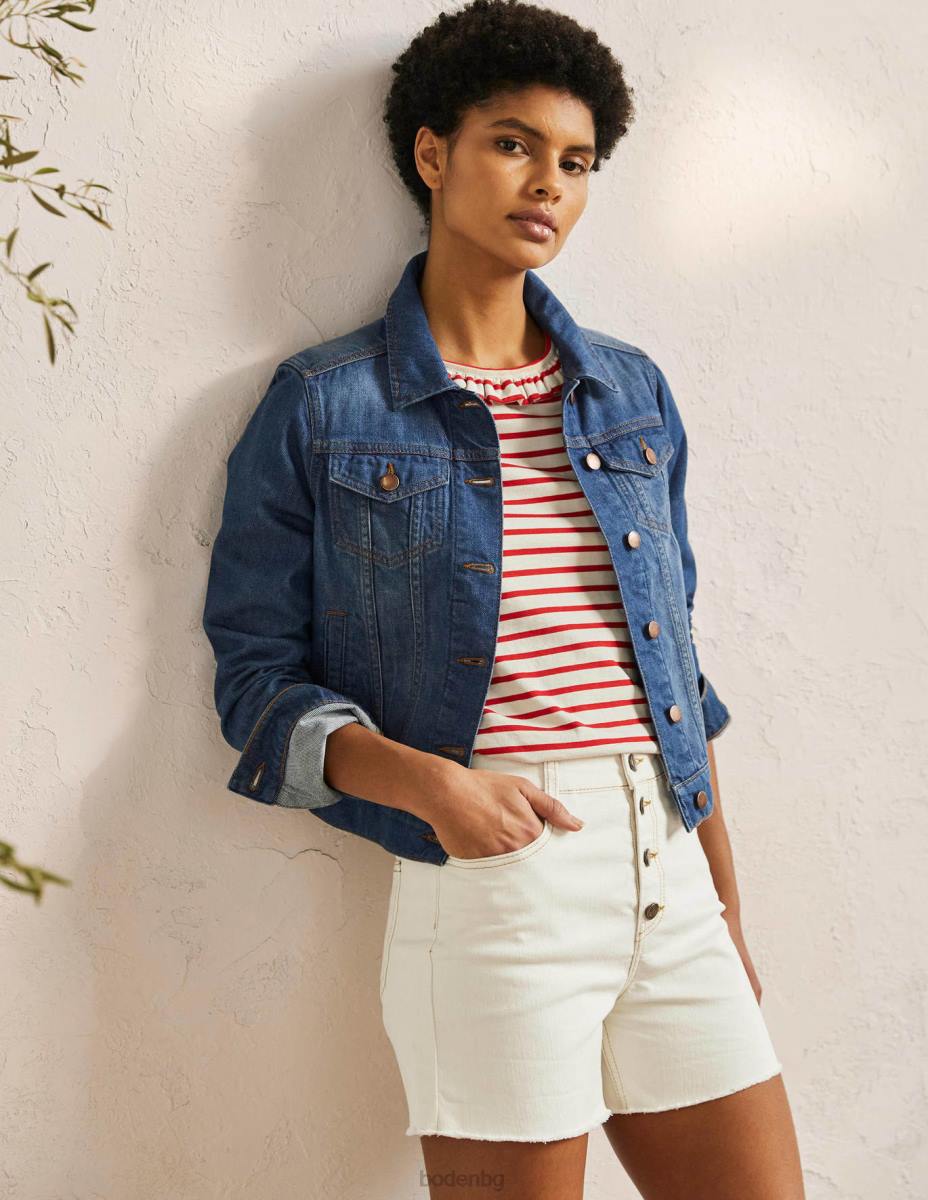 облекло Boden летящи дънкови шорти с копчета екрю Жени LL682211