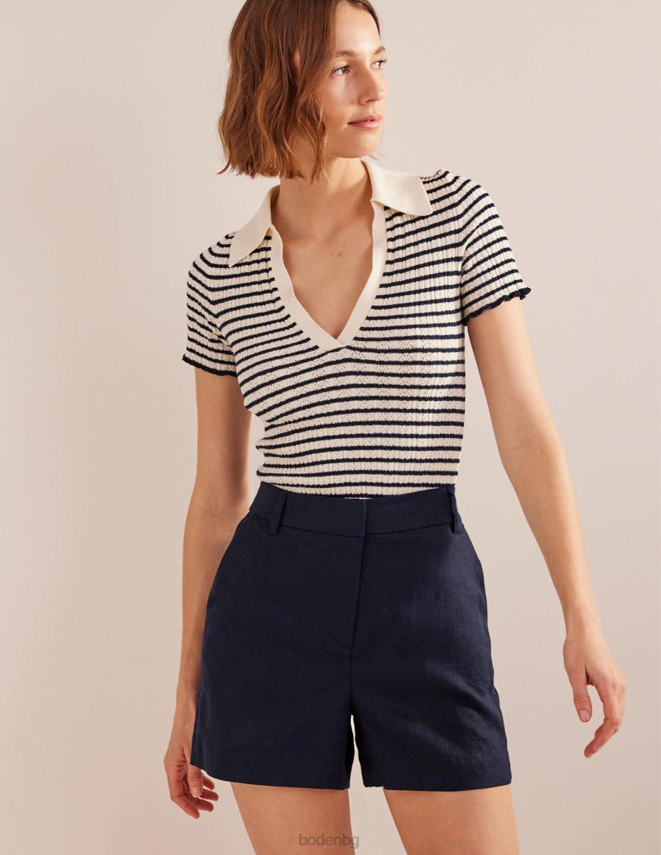 облекло Boden разкроени ленени шорти военноморски флот Жени LL68605