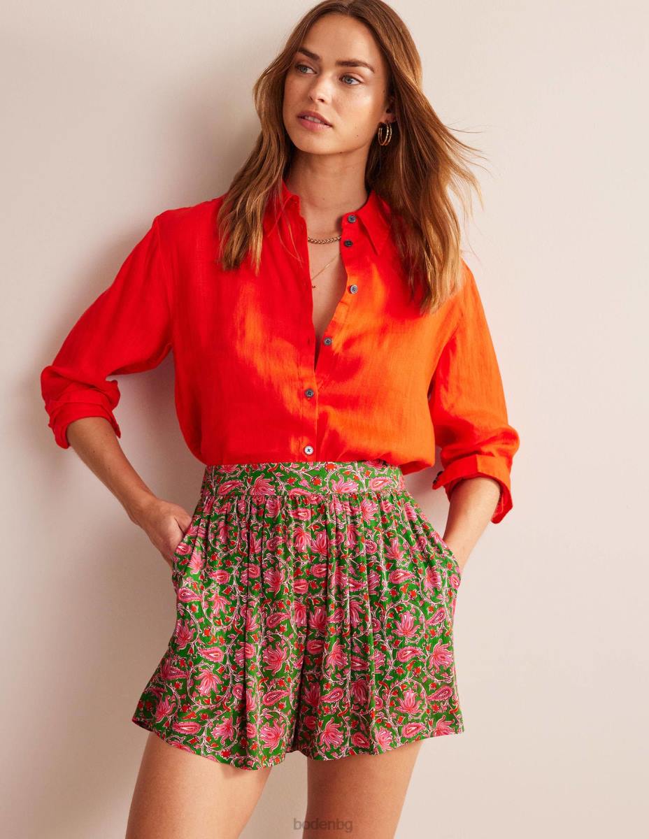 облекло Boden набръчкани къси панталони липа и ботаническа лоза Жени LL68609