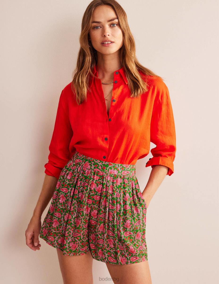 облекло Boden набръчкани къси панталони липа и ботаническа лоза Жени LL68609