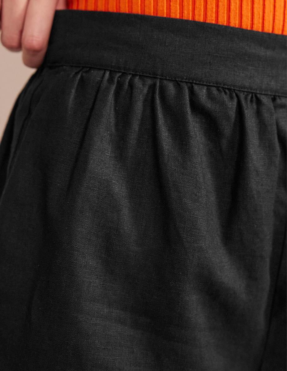 облекло Boden къси панталони от лен черен Жени LL68612