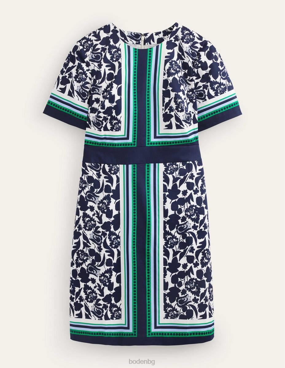 облекло Boden памучна рокля Alexa тъмносиньо и лалета Жени LL6853