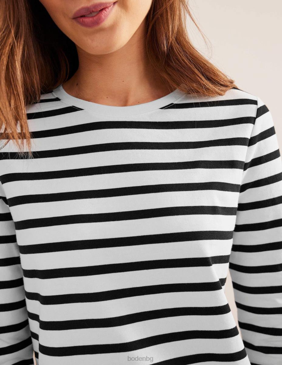 облекло Boden мини тениска от трико слонова кост и черна ивица Жени LL681006