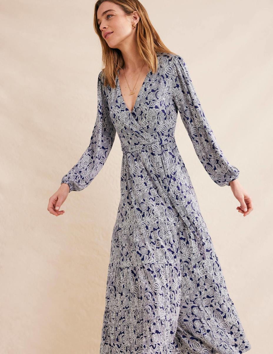 облекло Boden многоетажна макси рокля пруско синьо и пейсли пъпка Жени LL681009