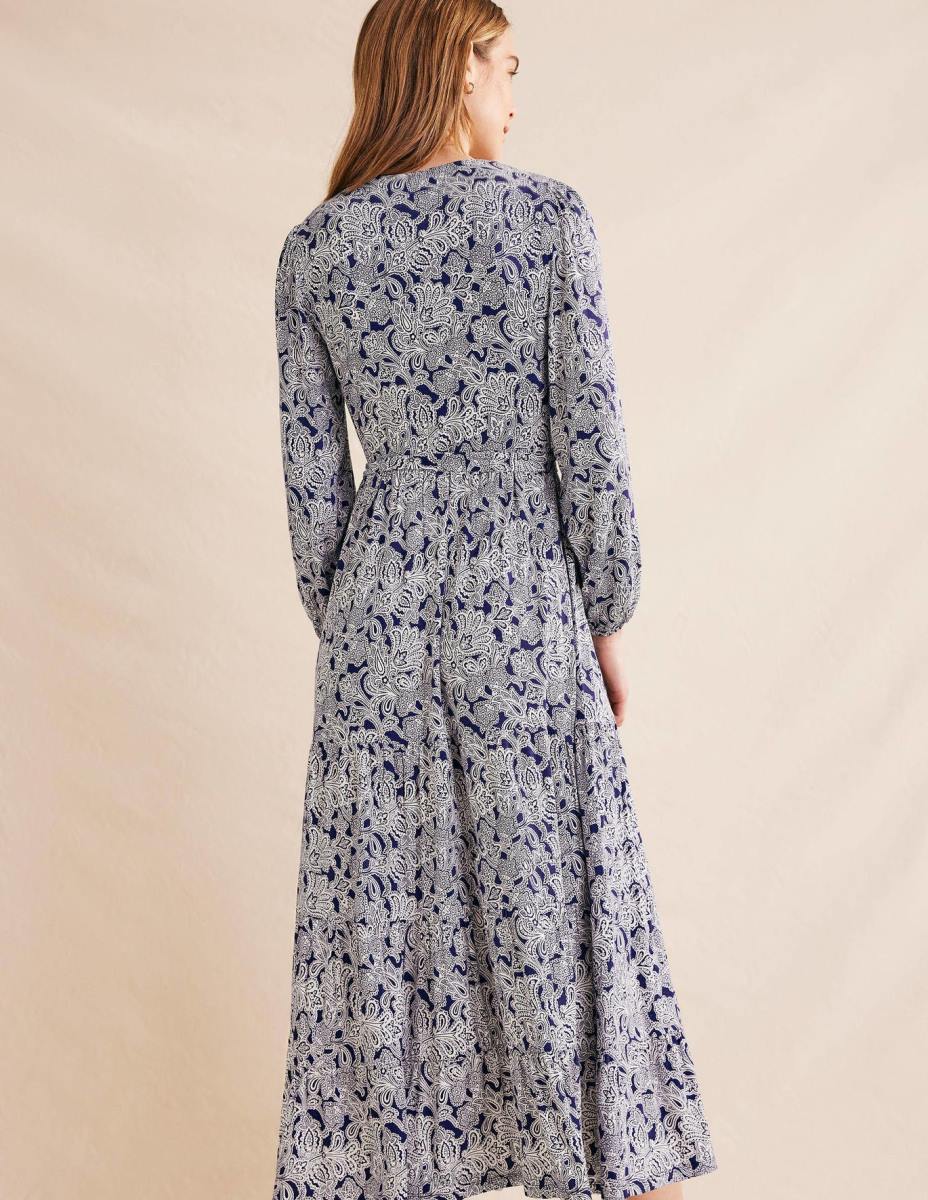 облекло Boden многоетажна макси рокля пруско синьо и пейсли пъпка Жени LL681009