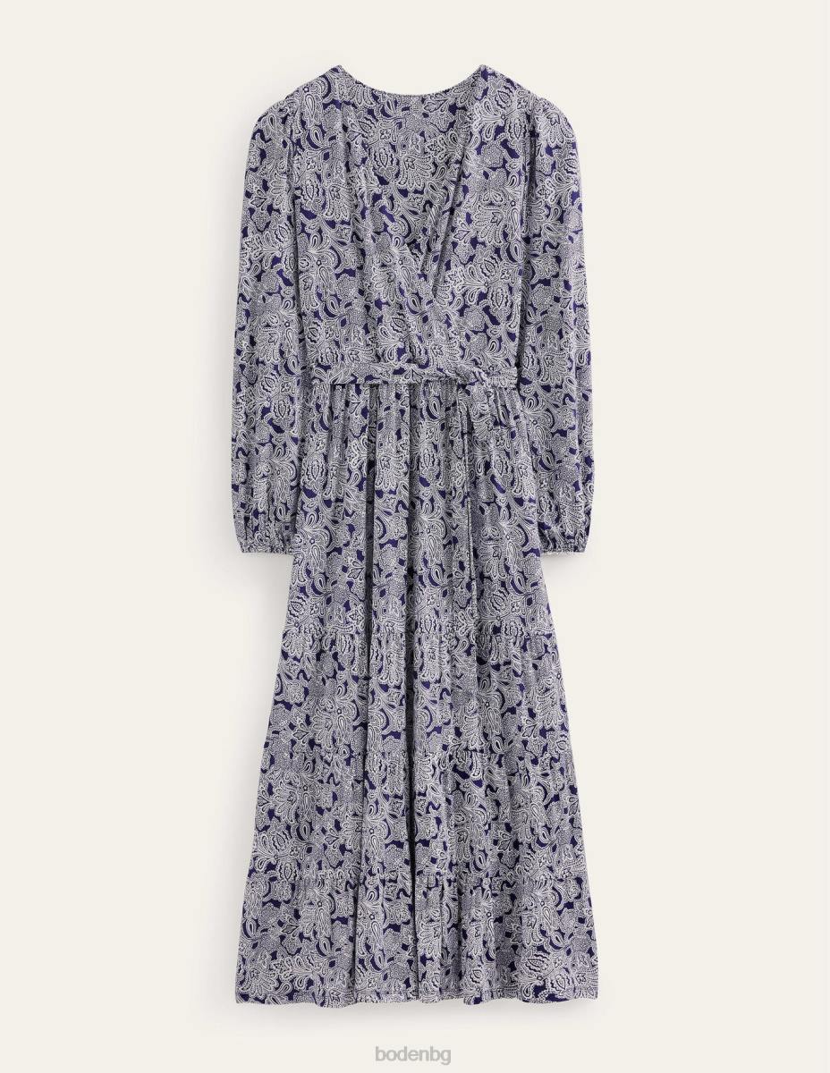 облекло Boden многоетажна макси рокля пруско синьо и пейсли пъпка Жени LL681009