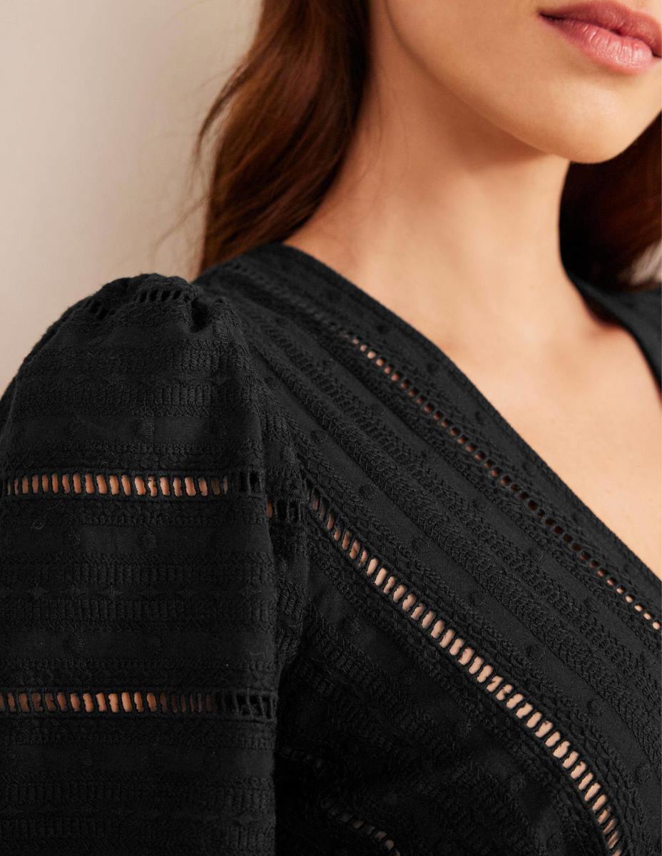 облекло Boden рокля от миди трико от тъкано трико черен Жени LL681013