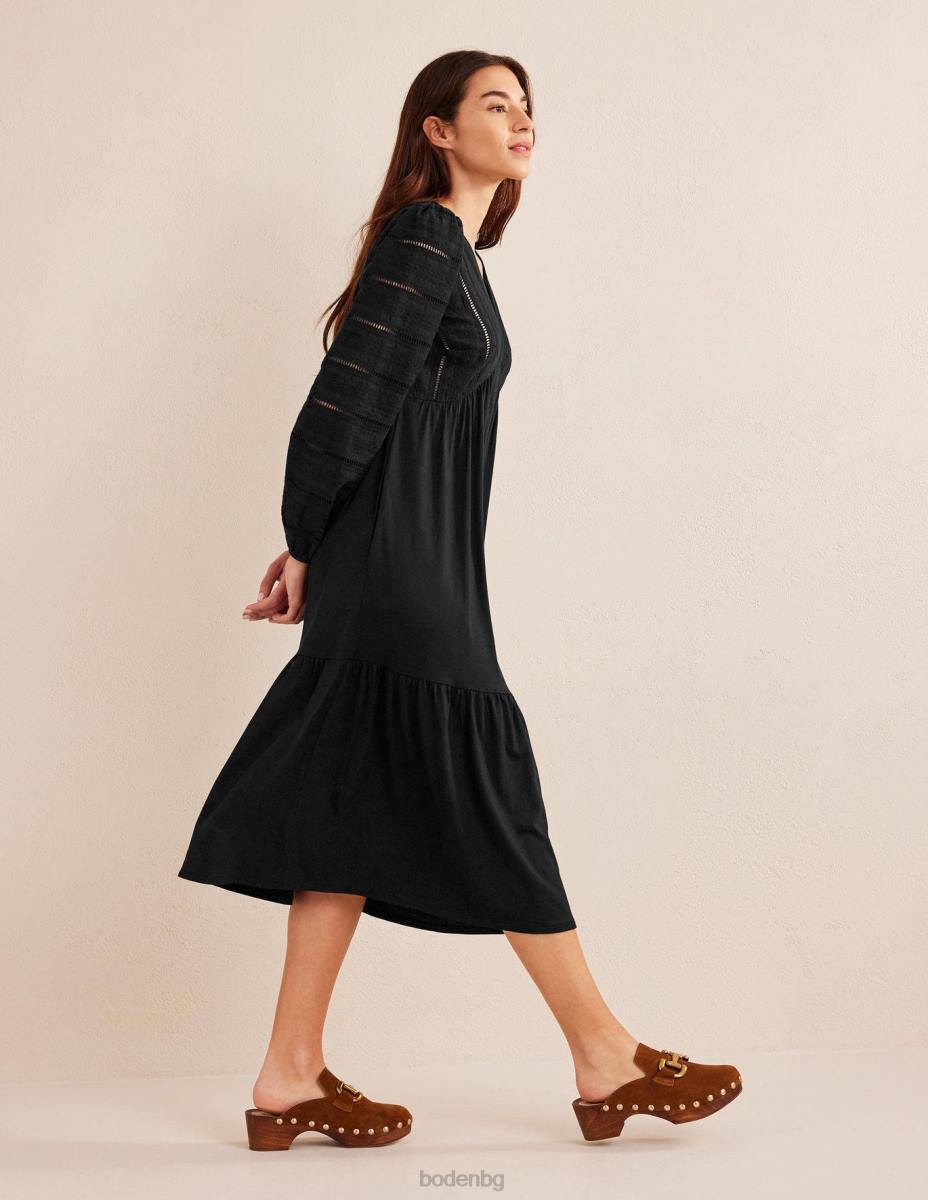 облекло Boden рокля от миди трико от тъкано трико черен Жени LL681013