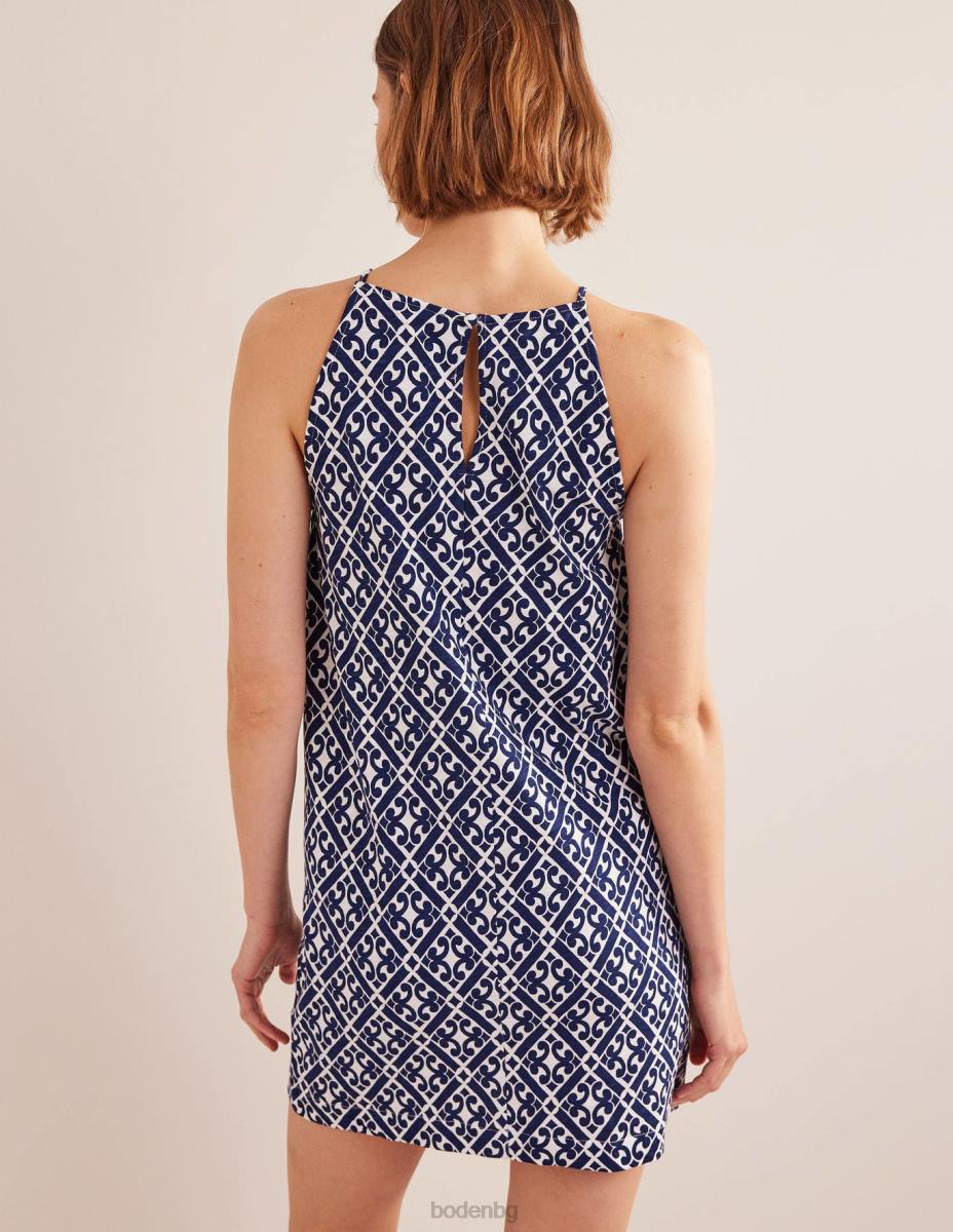 облекло Boden мини рокля от трико със състезателно деколте пруско синьо и спокоен гео Жени LL681015