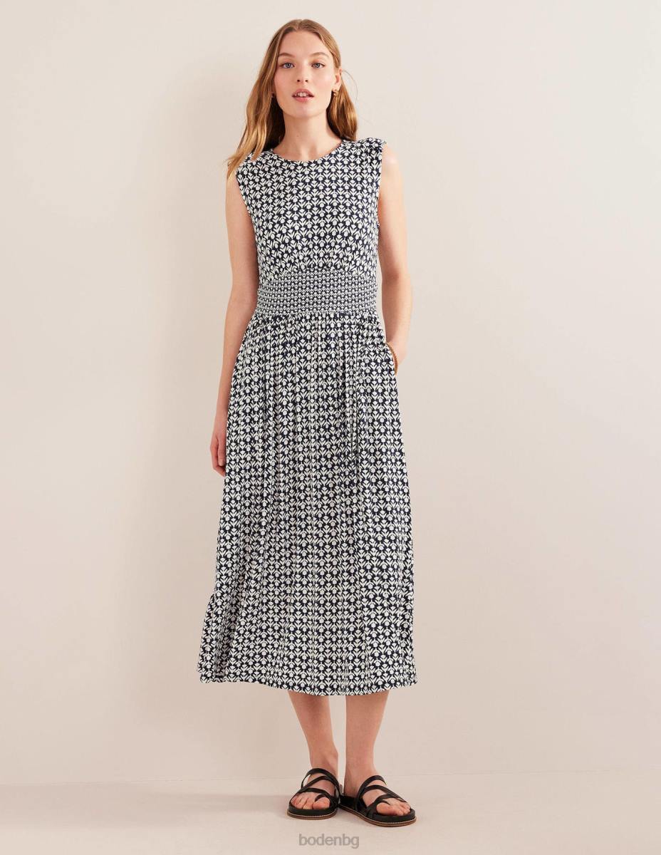 облекло Boden миди рокля от трико с детайли на талията френски флот и лале поп Жени LL681017