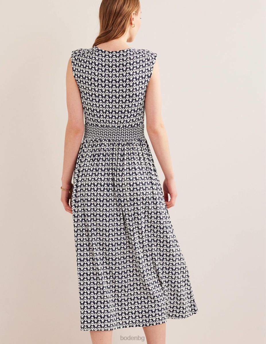 облекло Boden миди рокля от трико с детайли на талията френски флот и лале поп Жени LL681017