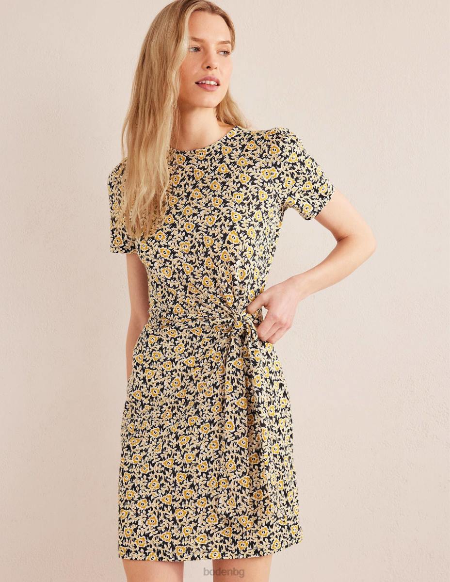 облекло Boden рокля от трико с възли отпред черна и детелина вихър Жени LL681018