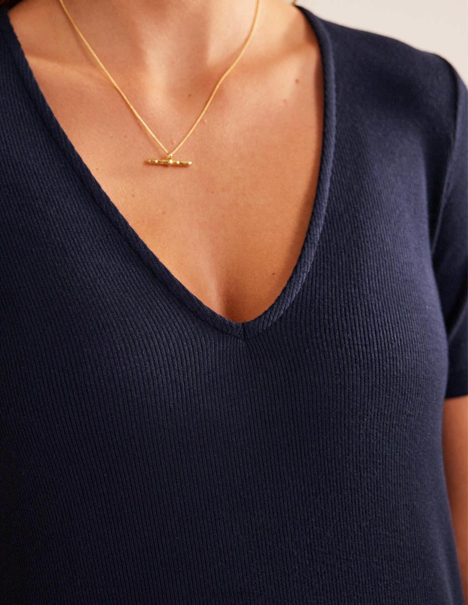 облекло Boden миди тениска от трико в рибри военноморски флот Жени LL681028