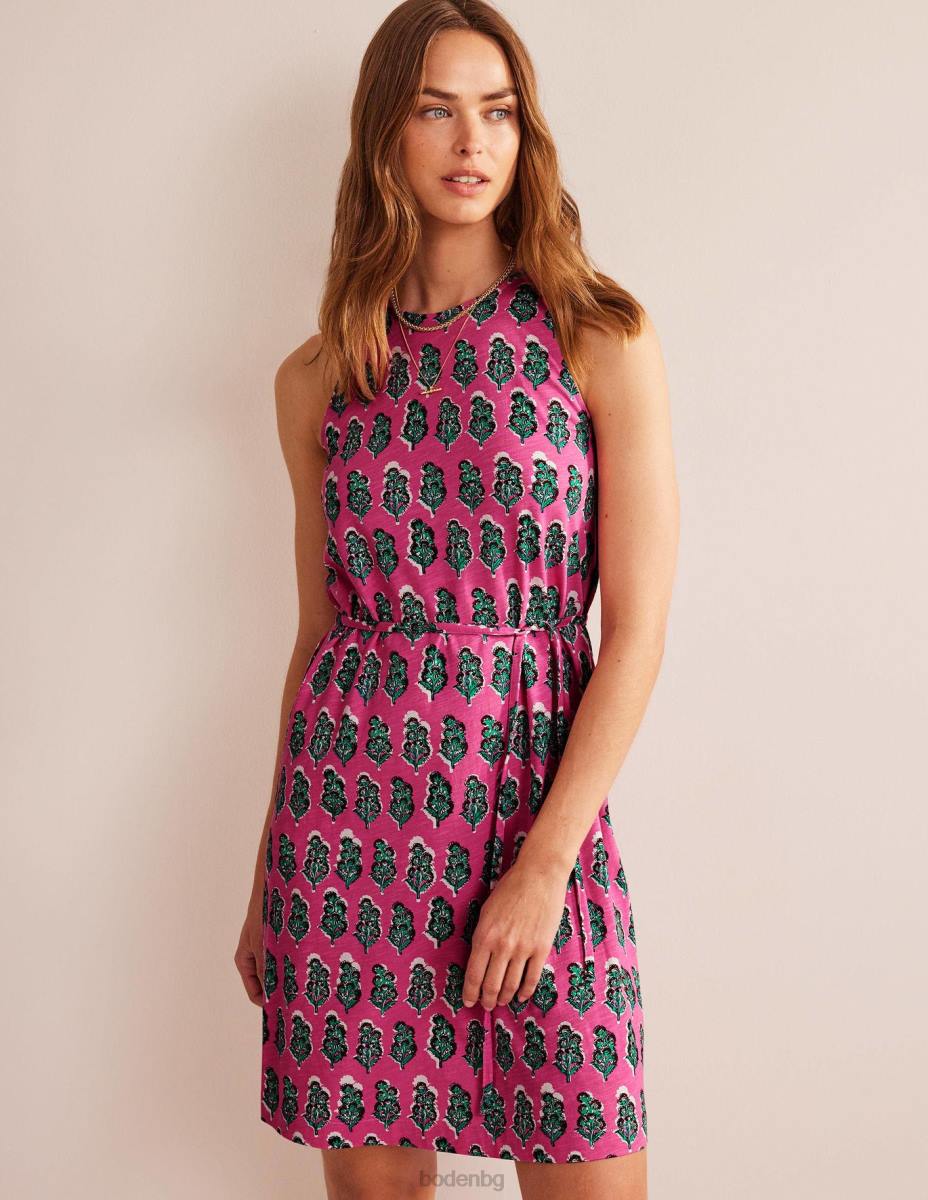 облекло Boden суинг рокля от трико фестивално розово и занаятчийски цъфтеж Жени LL681033