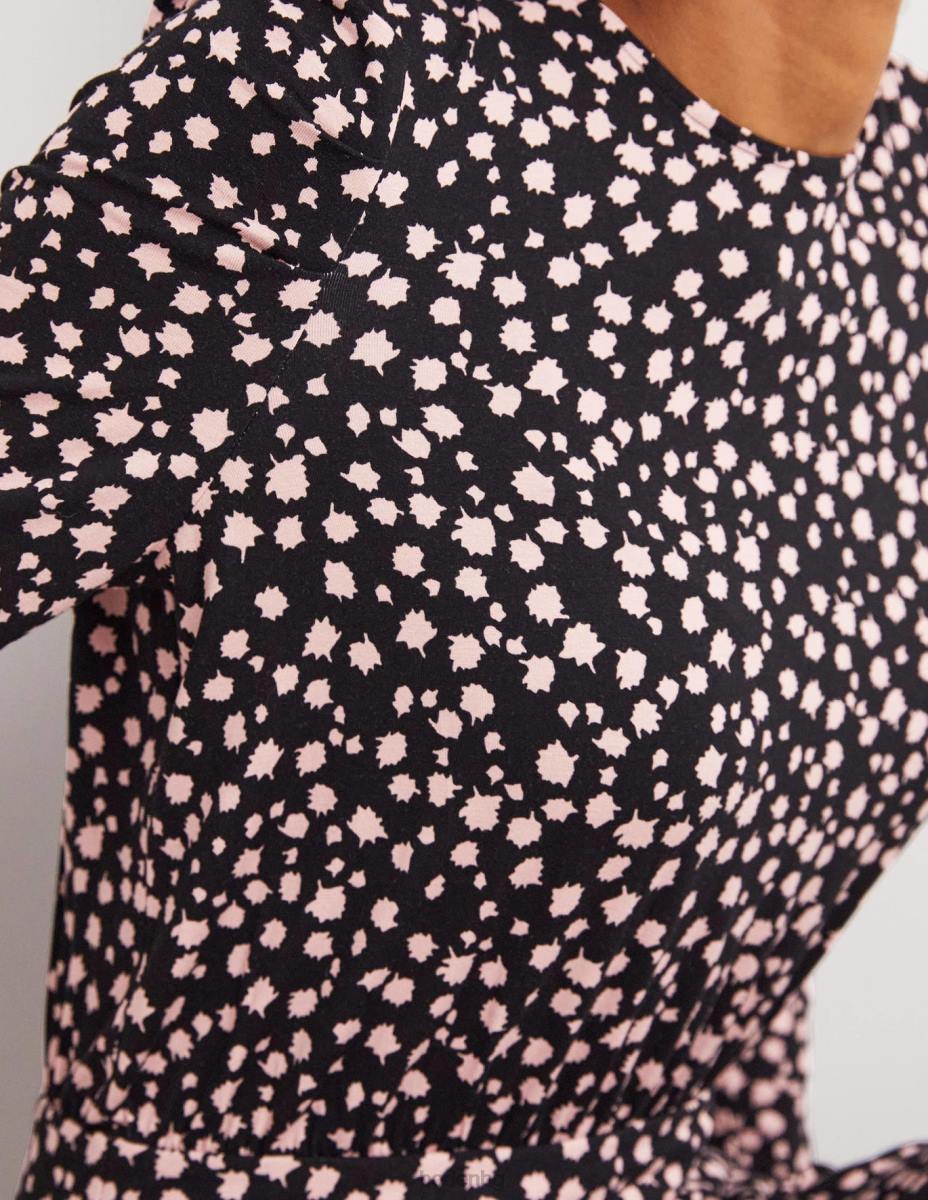 облекло Boden миди рокля от трико с буф ръкав черна и падаща пъпка Жени LL681039