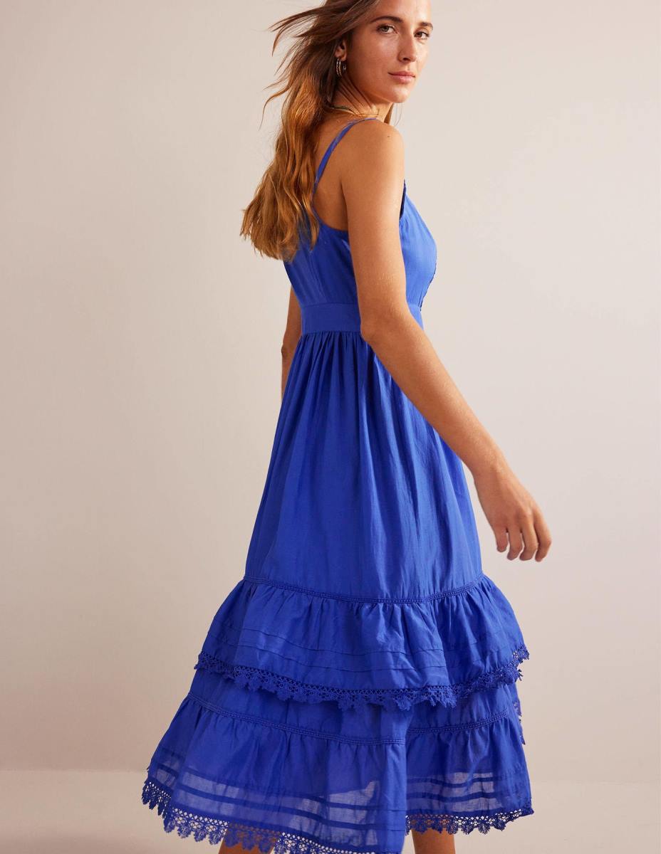 облекло Boden миди рокля на нива островен сапфир Жени LL681049