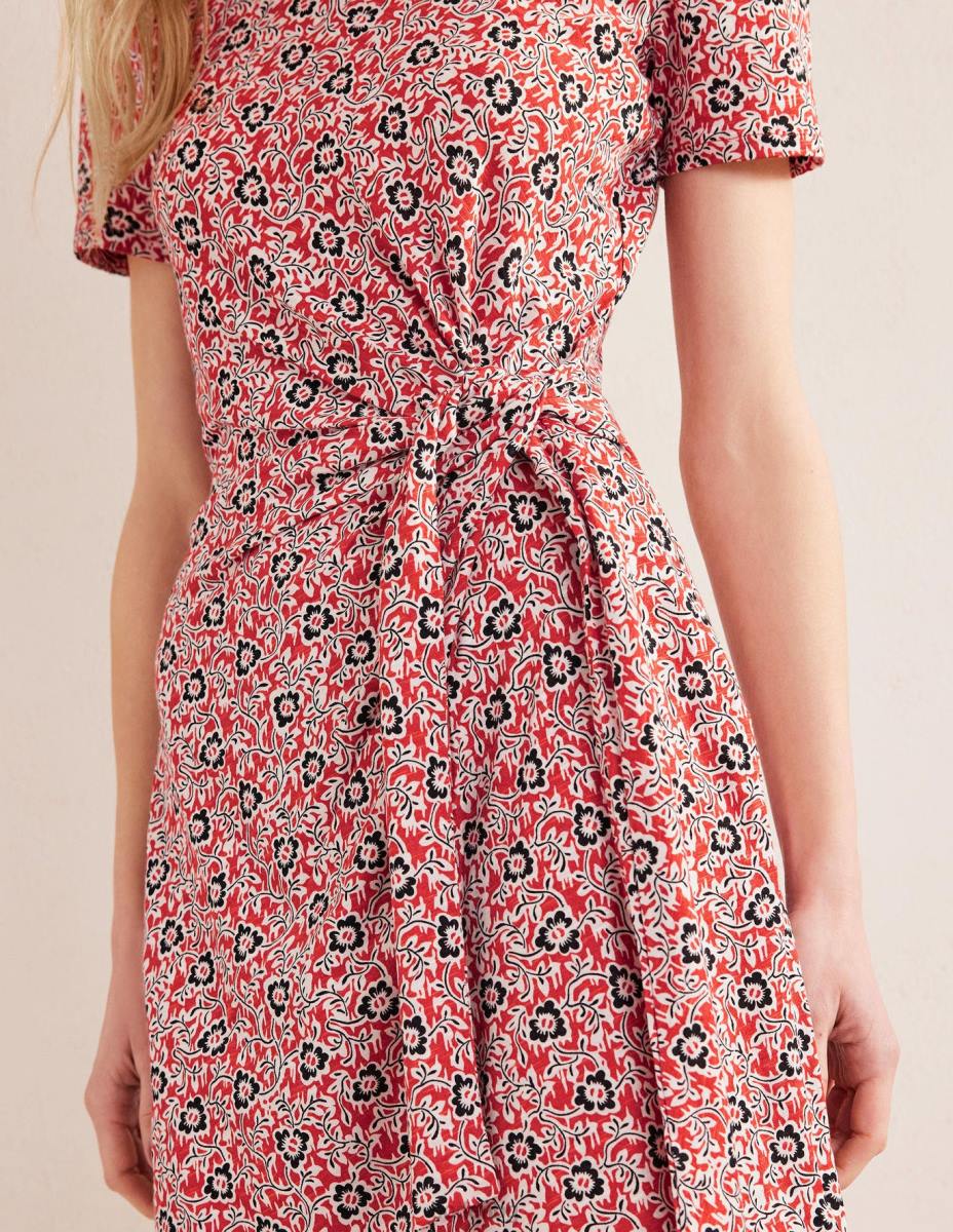 облекло Boden рокля от трико с възли отпред домати & детелина вихър Жени LL681050