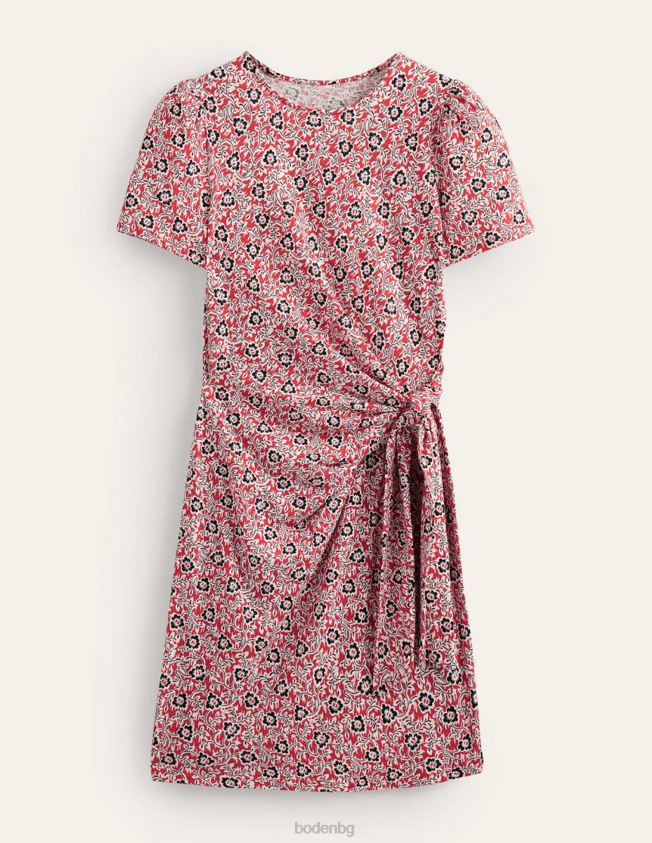 облекло Boden рокля от трико с възли отпред домати & детелина вихър Жени LL681050