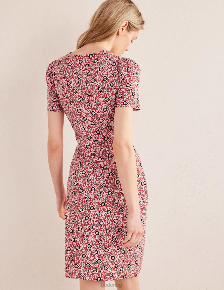 облекло Boden рокля от трико с възли отпред домати & детелина вихър Жени LL681050