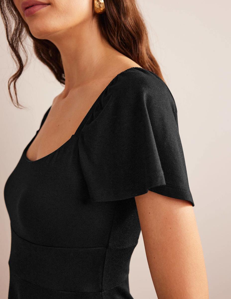 облекло Boden мини рокля от трико с квадратно деколте черен Жени LL681073