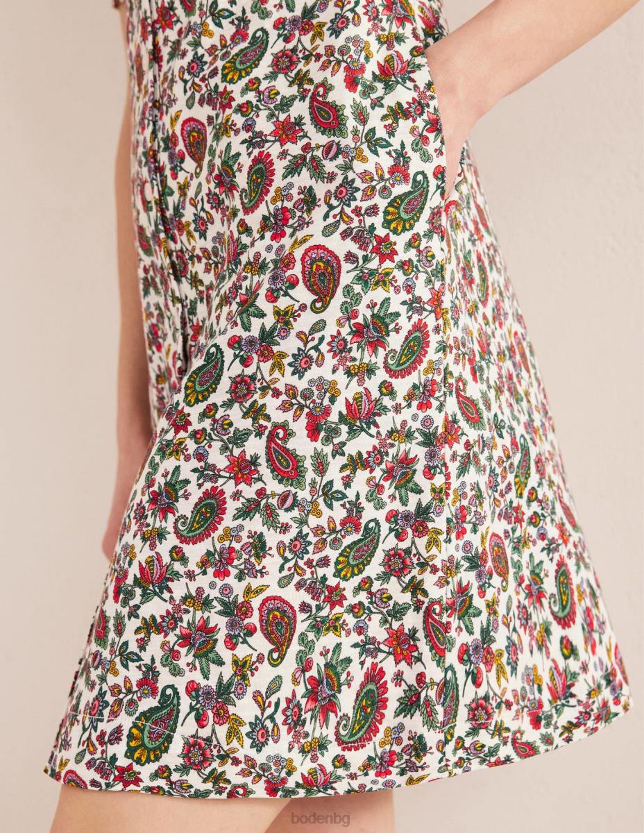 облекло Boden мини рокля за чай от трико с копчета мулти & пейсли от глухарче Жени LL681074