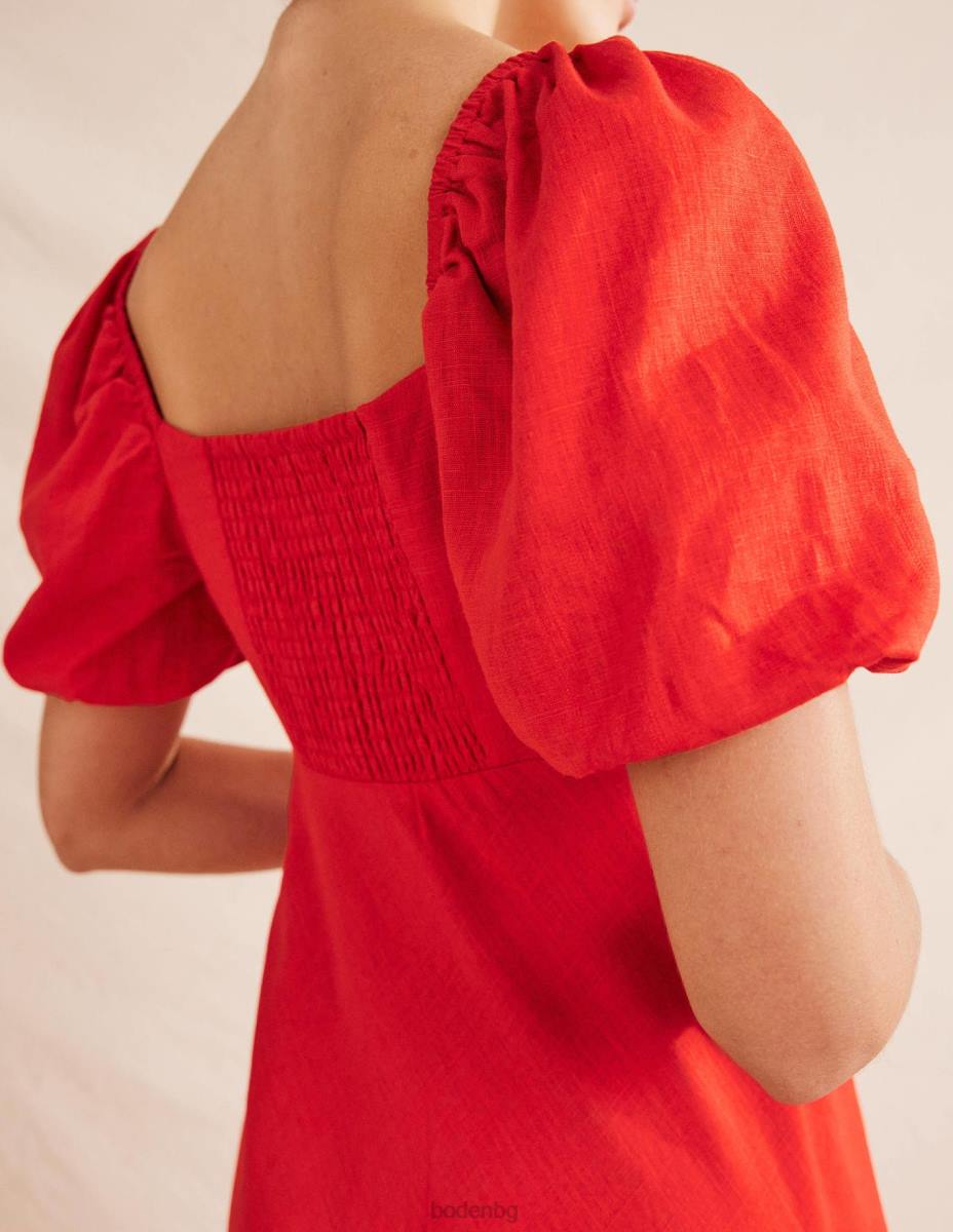 облекло Boden миди рокля с набрани корсажи вермилион Жени LL681078