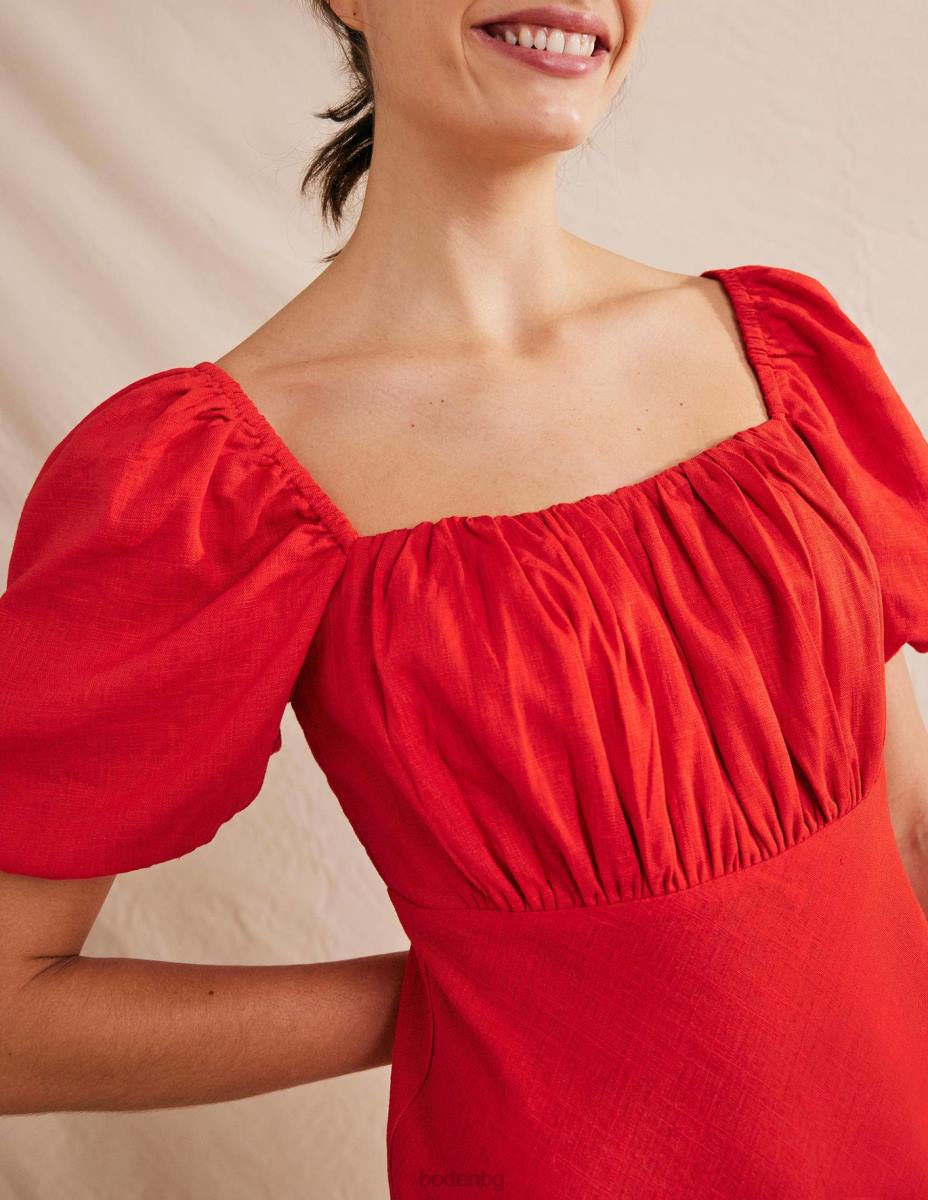 облекло Boden миди рокля с набрани корсажи вермилион Жени LL681078