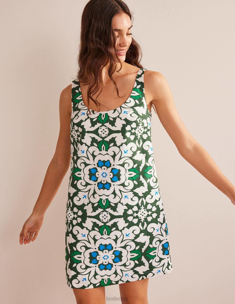 облекло Boden рокля с широко деколте трекинг зелено и пищна семка Жени LL681093