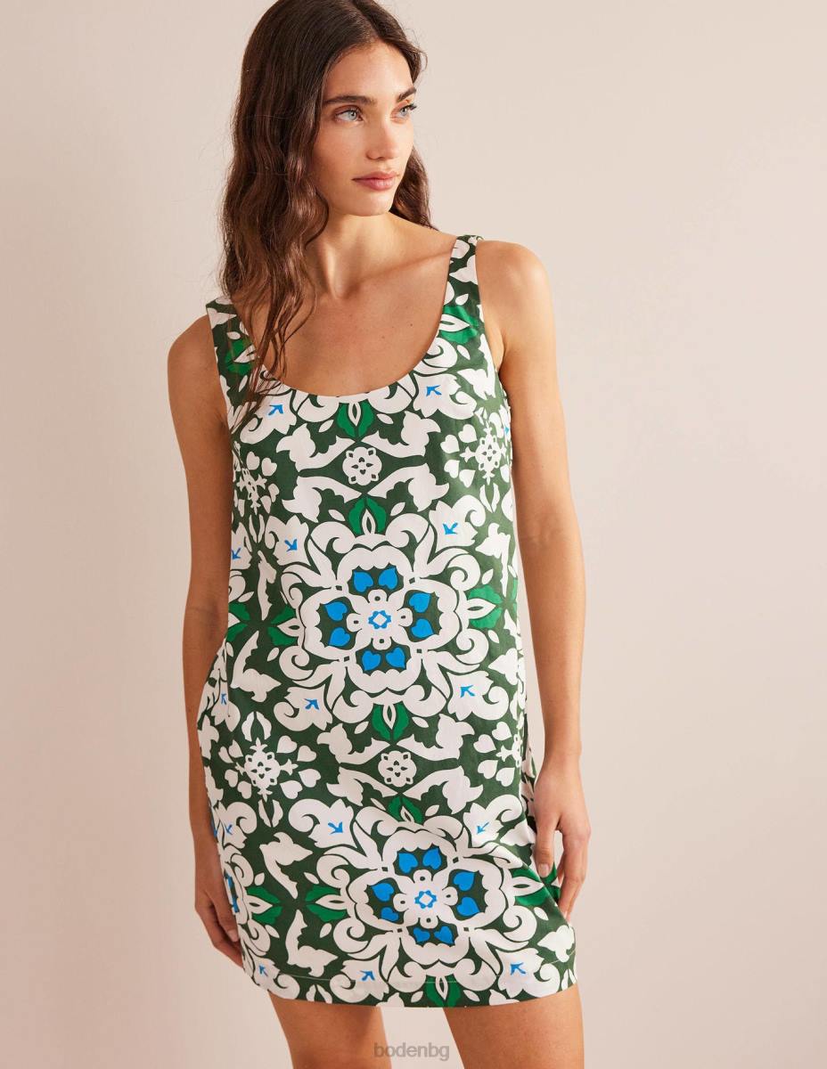 облекло Boden рокля с широко деколте трекинг зелено и пищна семка Жени LL681093