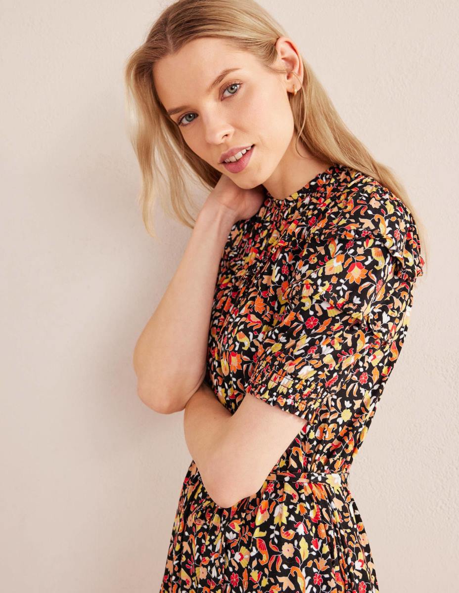 облекло Boden миди рокля от трико с детайли на кокетката черно и блоково венчелистче Жени LL681103