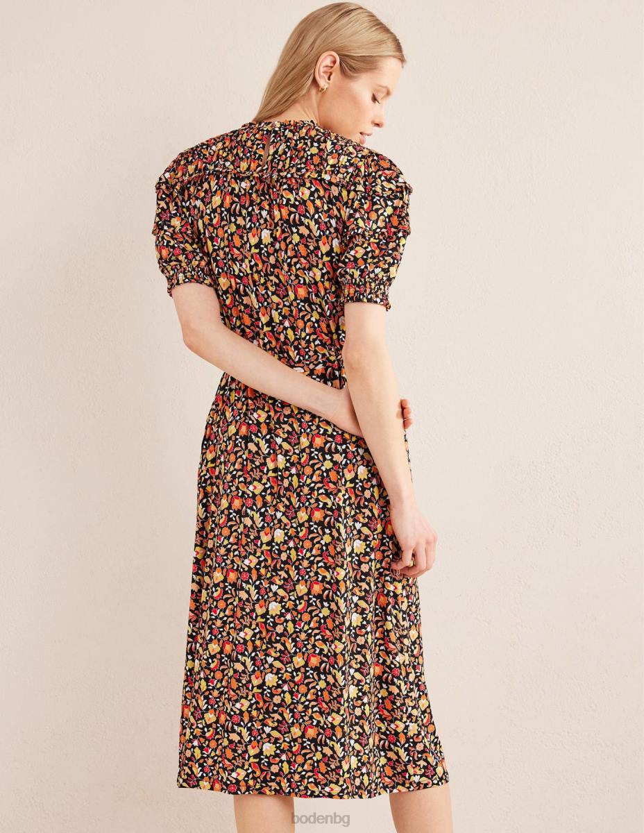 облекло Boden миди рокля от трико с детайли на кокетката черно и блоково венчелистче Жени LL681103