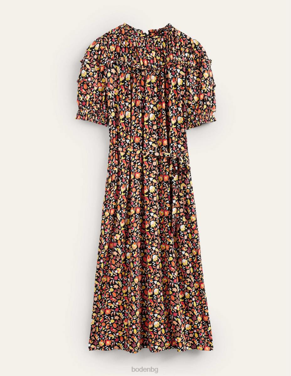 облекло Boden миди рокля от трико с детайли на кокетката черно и блоково венчелистче Жени LL681103