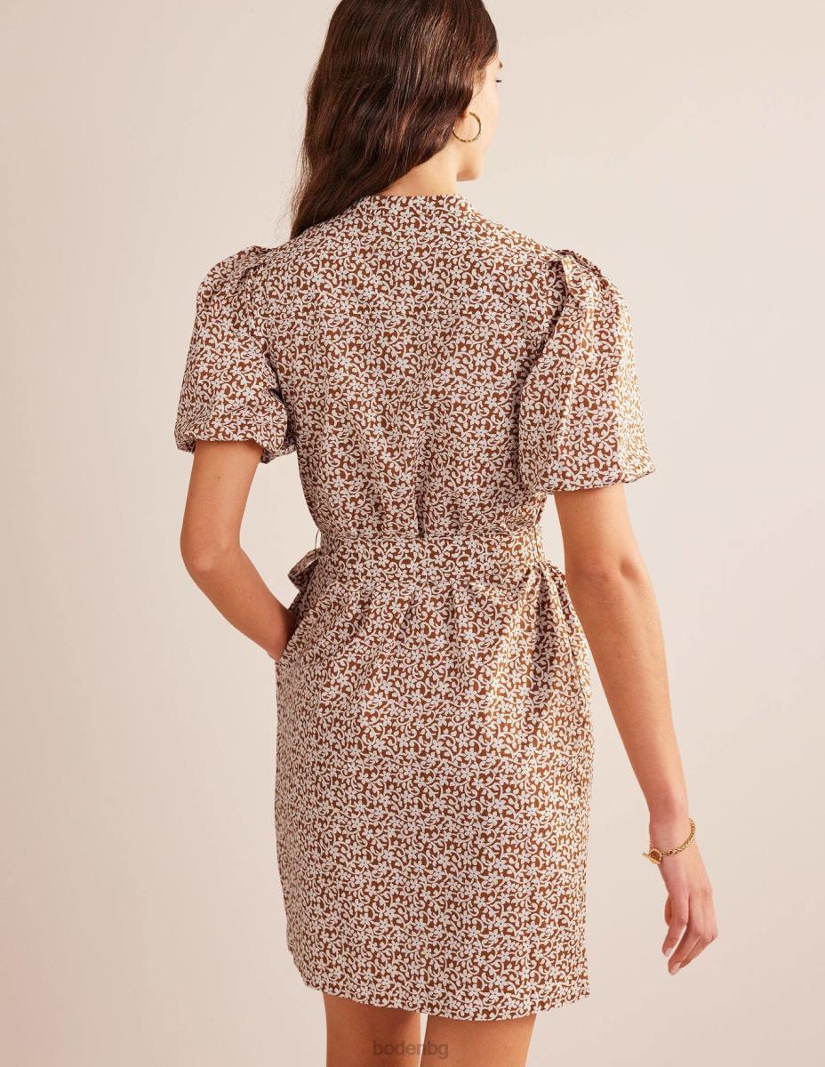 облекло Boden рокля с къс ръкав тиква и цветни стъбла Жени LL681116