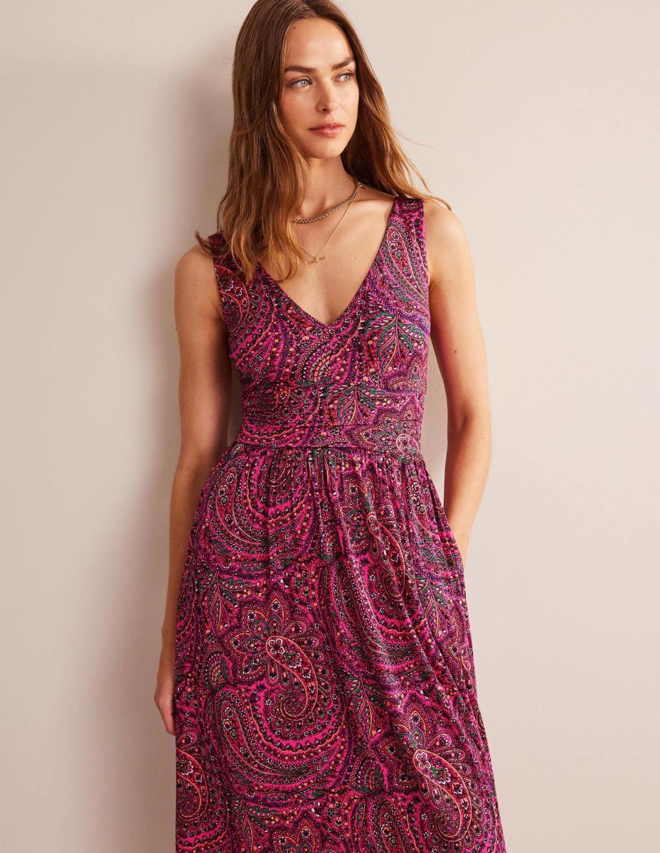 облекло Boden макси рокля от трико без ръкави ултра розово и дворец Жени LL681142