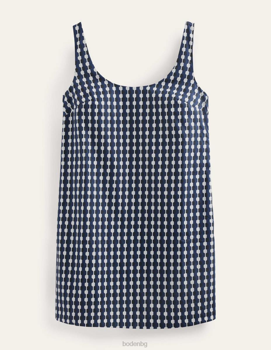 облекло Boden рокля с широко деколте флот и гео лазур Жени LL681143