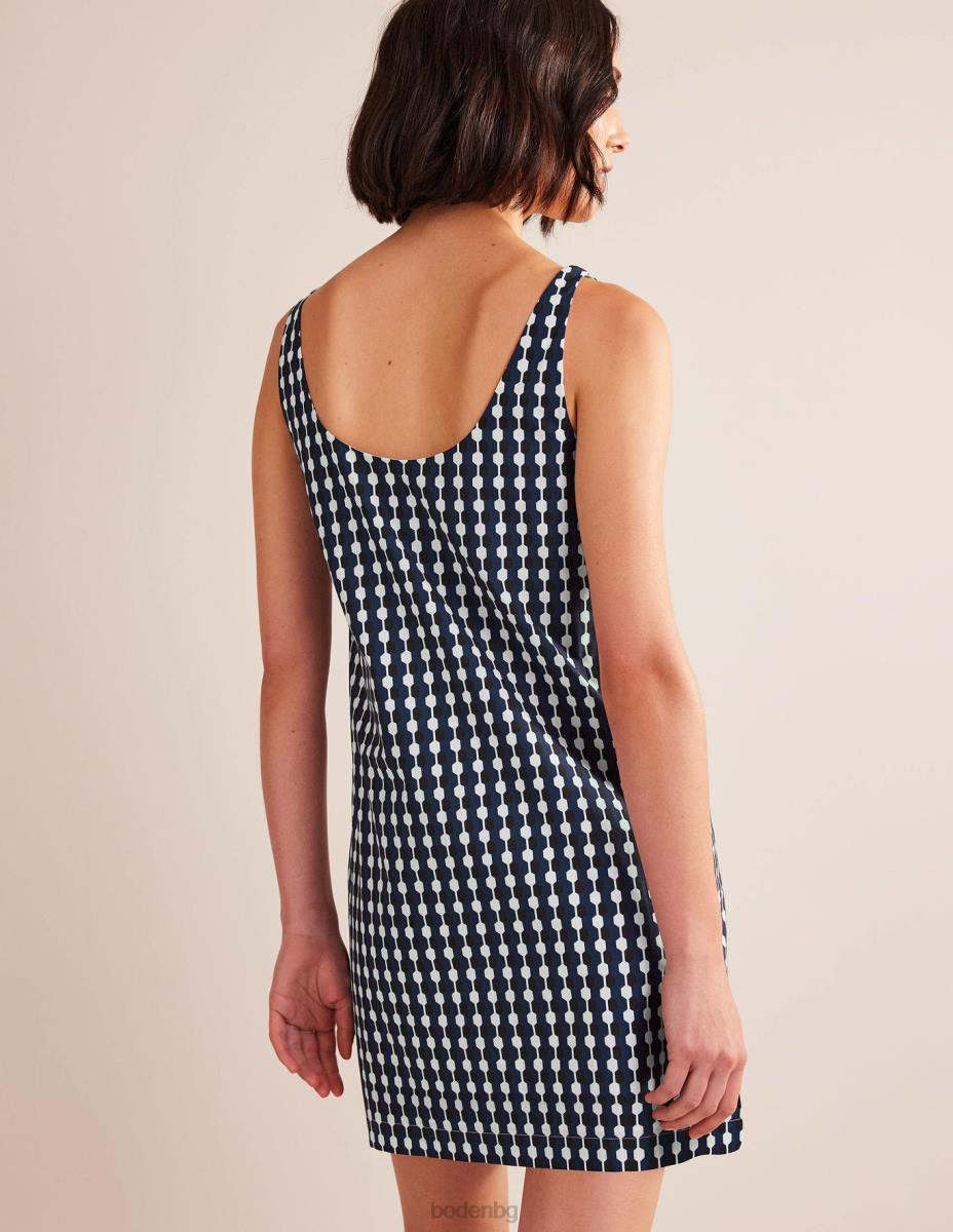 облекло Boden рокля с широко деколте флот и гео лазур Жени LL681143